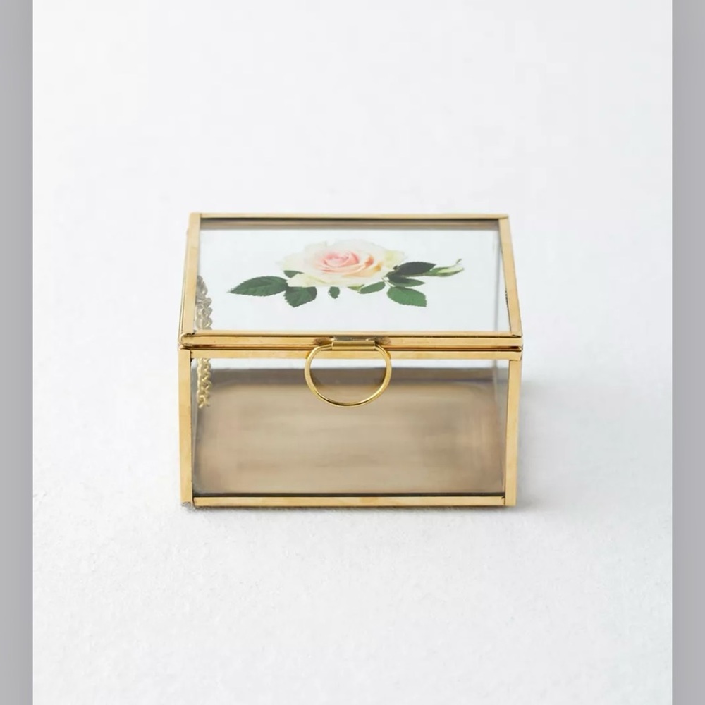 Urban Outfitters large floral glass trinket box